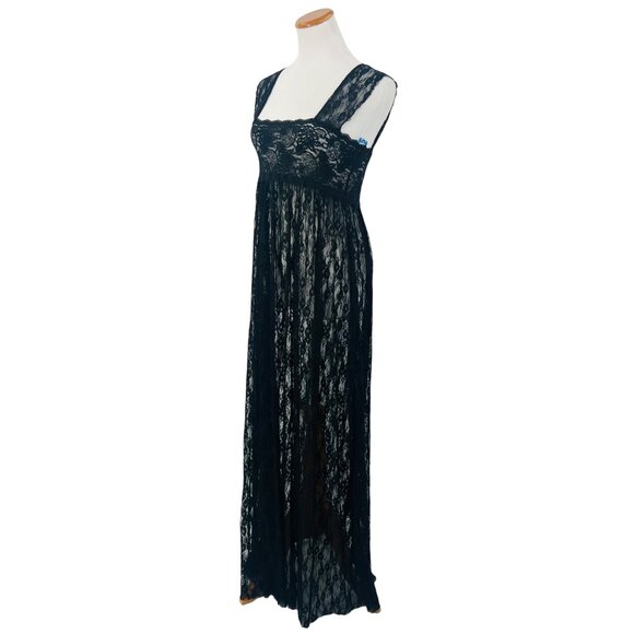 NWT Free People Romantic Black Lace Boho Maxi Dress - Picture 9 of 16
